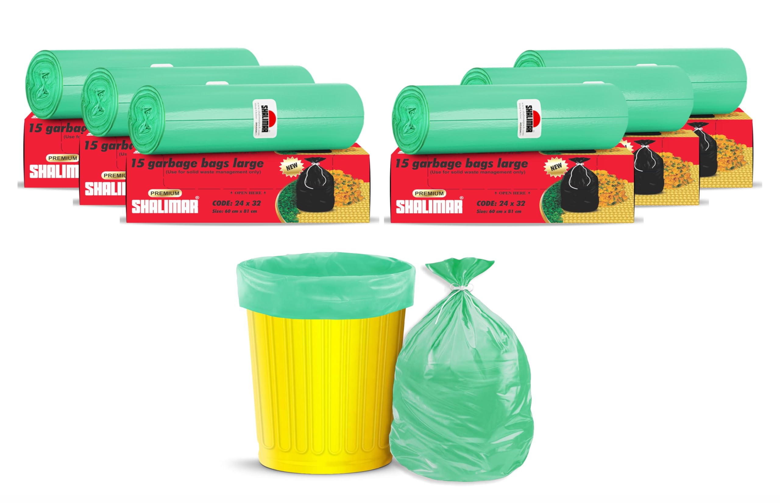 Shalimar Premium Garbage Bags (Lavender Fragrance) Size 24 X 32 Inches (Large) 90 Bags (6 Rolls) Dustbin Bag/Trash Bag - Green Color (B08DHV6WK5) Amazon Price History, Amazon Price Tracker