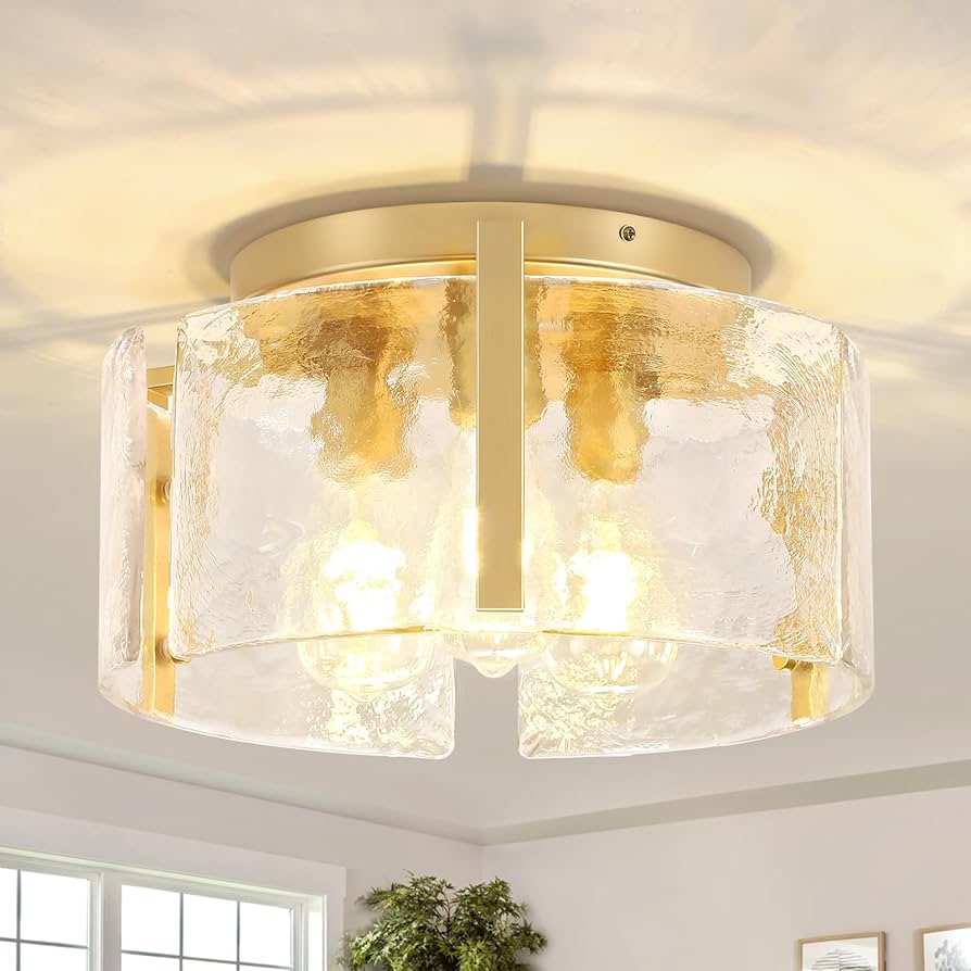 かなでもの　Gold × Glass　Ceiling Light 3 Semi Flush Mount Ceiling Light, 14