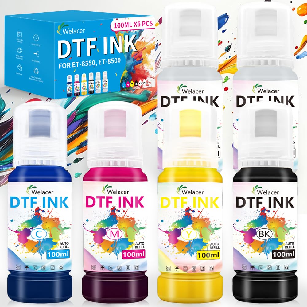 DTF Ink 5Color Kit 600ml Heat Transfer Ink Refill ET-8550 I3200