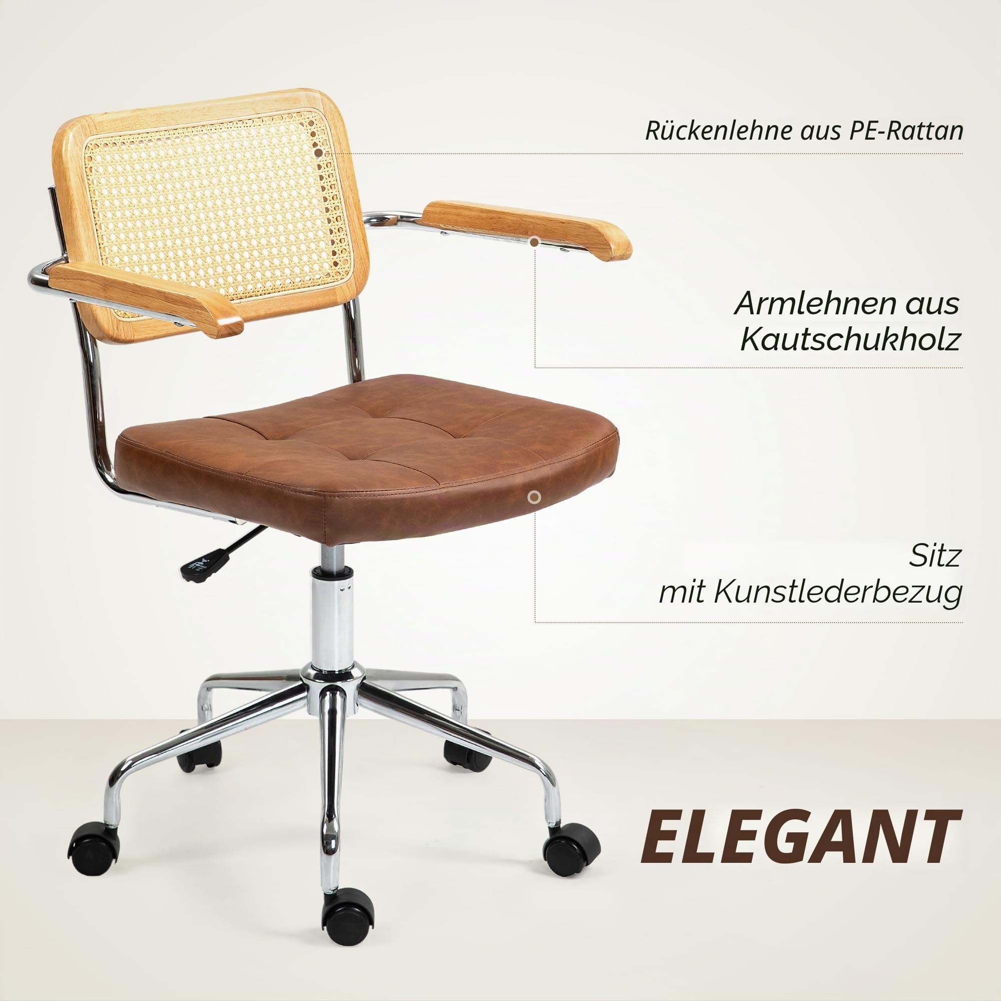 HOMCOM Schwenkbarer Bürostuhl höhenverstellbar 120 kg Braun