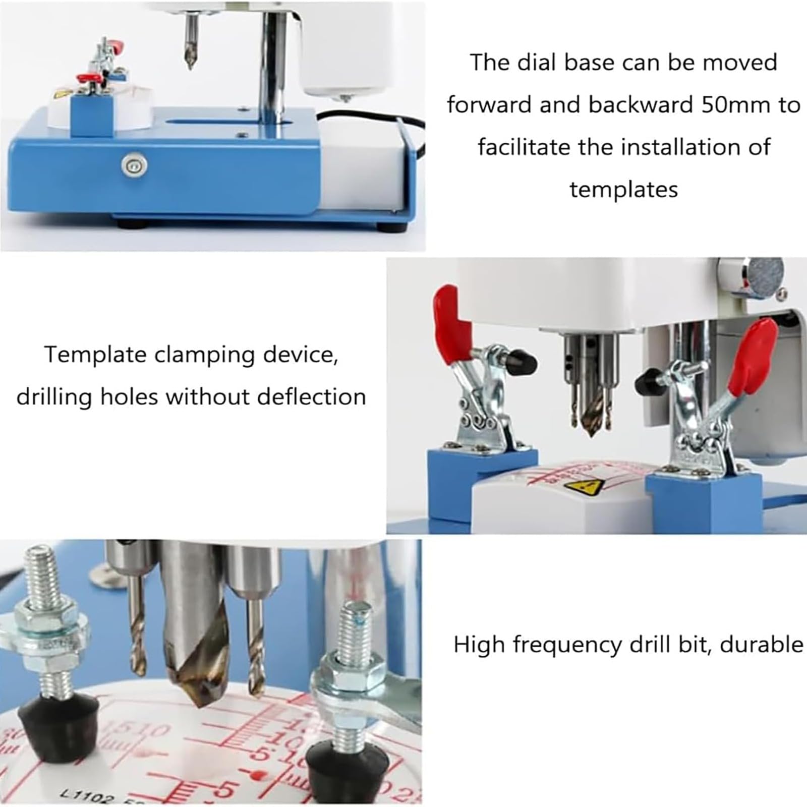 Punzonadora de lentes con escala transparente, brocas de alta frecuencia 6000r/min, perilla ajustable para tiendas ópticas y centros de cuidado de la visión