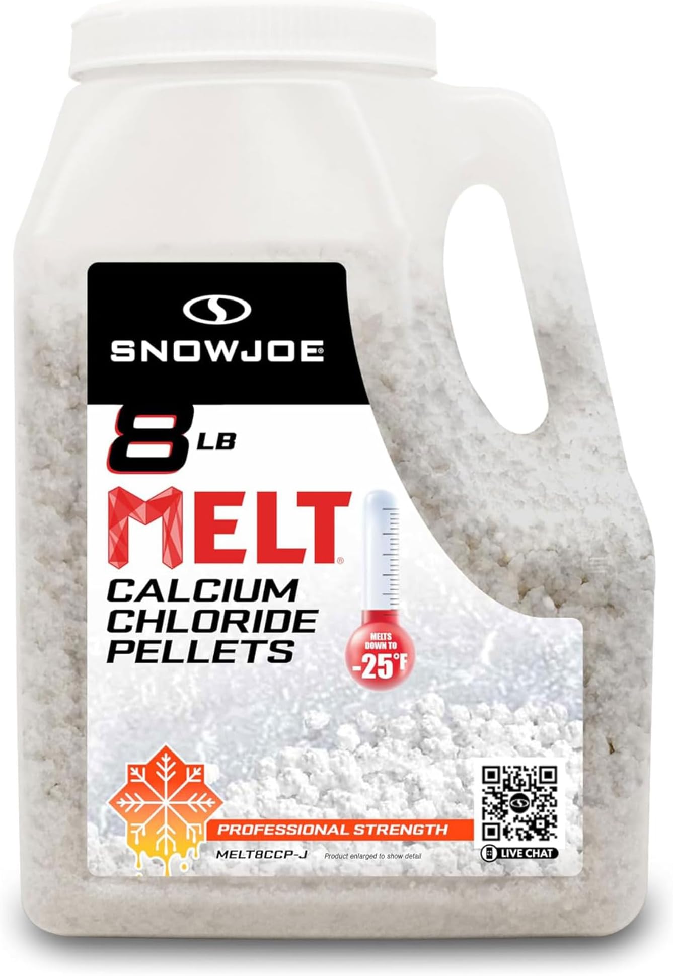 Snow Joe Snow & Ice Melter, Calcium Chloride Blend Pellets, Fast-Acting Melt, 8 Lb - Deicer/Ice Remover for Driveway, Concrete, Sidewalk, and Outdoor Spaces