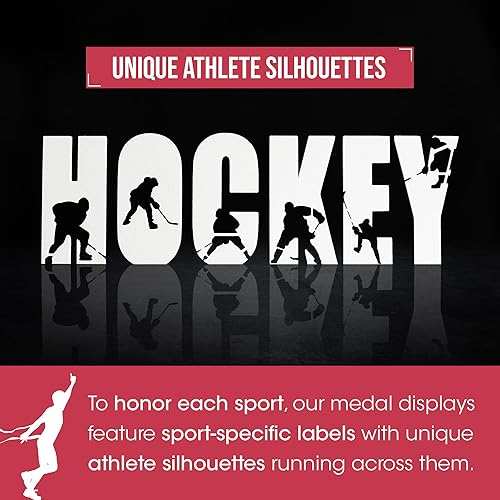 Miniatura 4 de MOOH Exhibidor de medallas deportivas, soporte para medallas de voleibol de 16.5 pulgadas con estante para trofeos (tiene 20 medallas)  Estante de