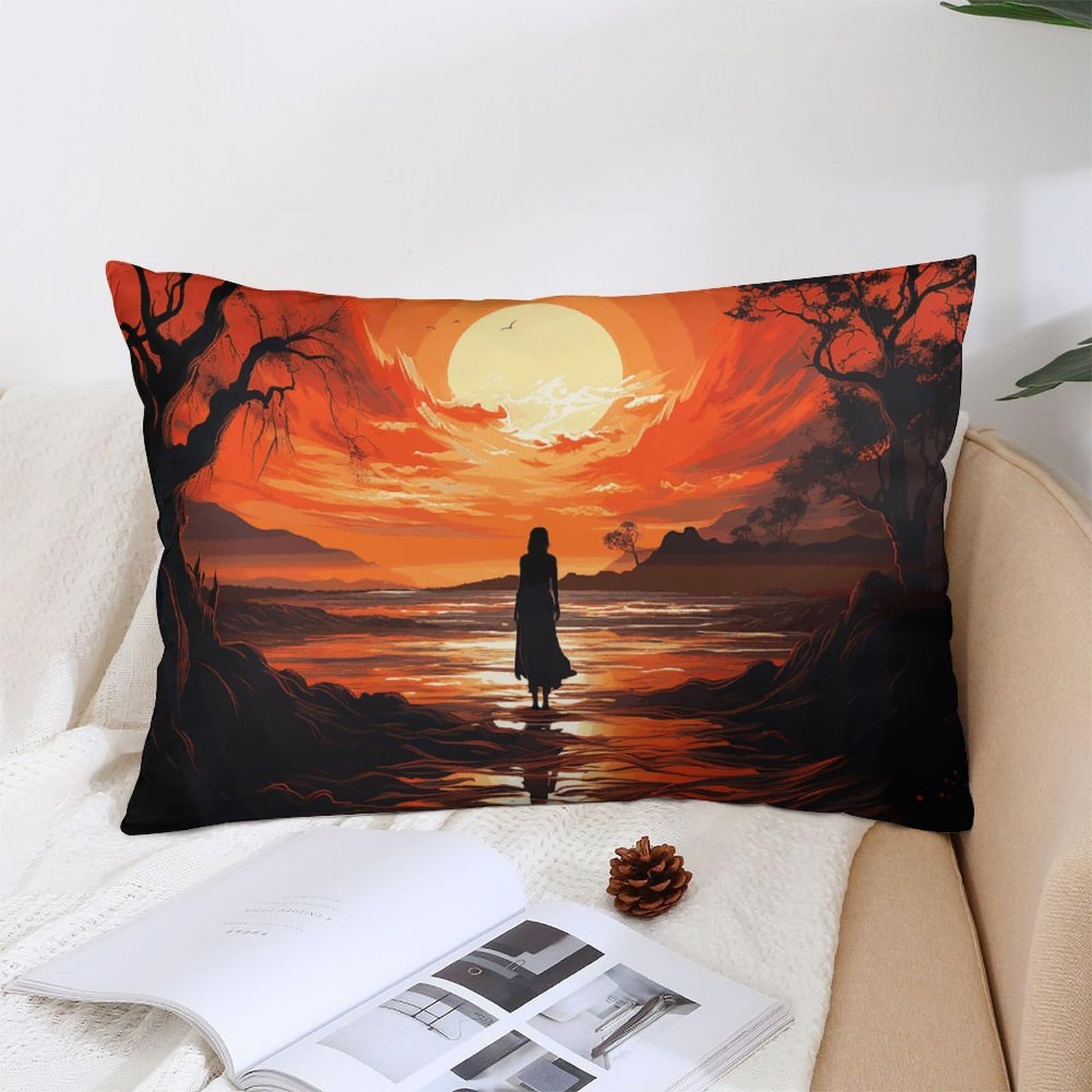 NTVOWPZO Decoration Throw Pillow Covers 12 "x20 Pillowcases Covers Flowing Silhouette Soft Pillowcases Modern Farmhouse Home Decor Sofa Cushions Covers for Couch Bed Living Room