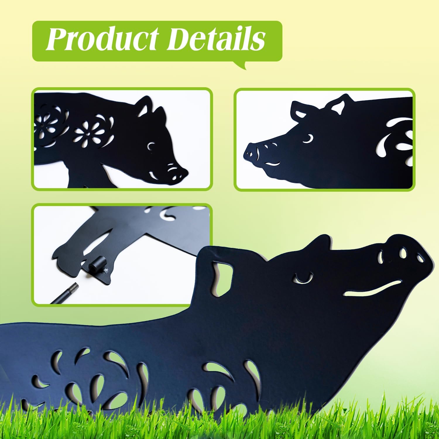 EZTZEN Metal Pig Garden Stakes Decorative, Gifts for Women/Men/Pig Lovers, Black Silhouette Statues for Outside, Outdoor Decor, Yard Art, Patio, Lawn Ornaments