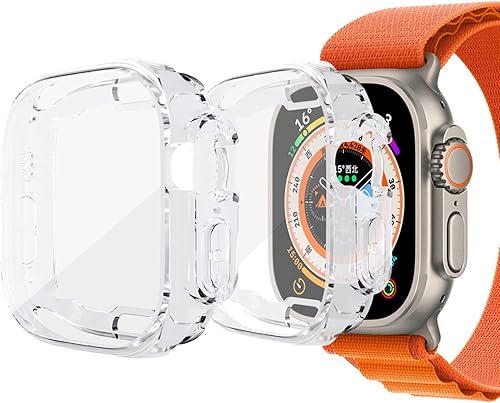 Funda protectora de pantalla compatible con Apple Watch Ultra de 1.732 pulgadas Ultra 2 de 1.732 pulgadas, cubierta de TPU suave chapada en todo el