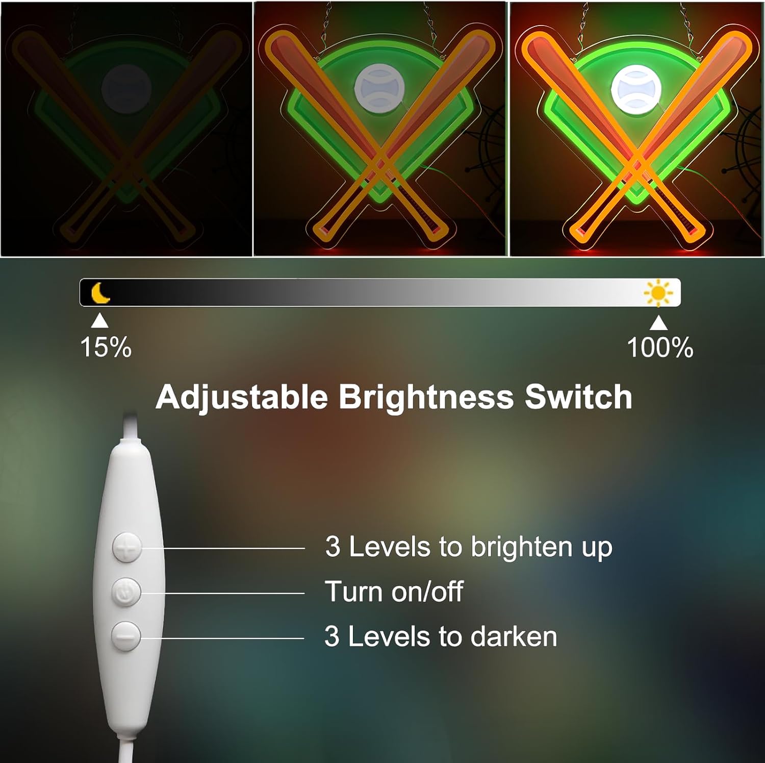Baseball Neon Sign, LED Neon Light Sign, Illuminated Wall Sign, Dimmable LED Wall Sign, Ideal for Bedrooms, Kids' Rooms, Sports Clubs, Bars and Other Venues, Baseball Neon Wall Decor, Lighted Wall Art Decoration