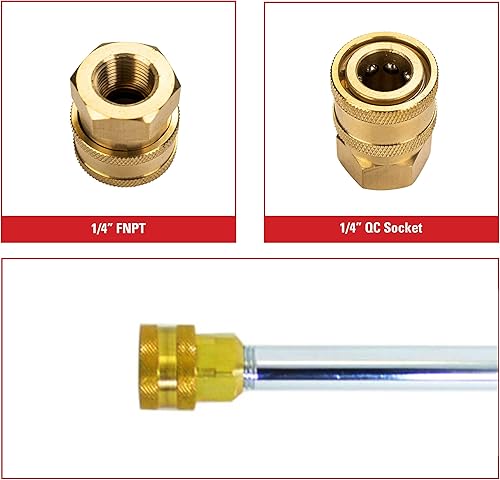 Miniatura 10 de Simpson Cleaning 7105057 - Enchufe de control de calidad de repuesto para mangueras de lavado a presión de hasta 4500 PSI, macho M22, dorado