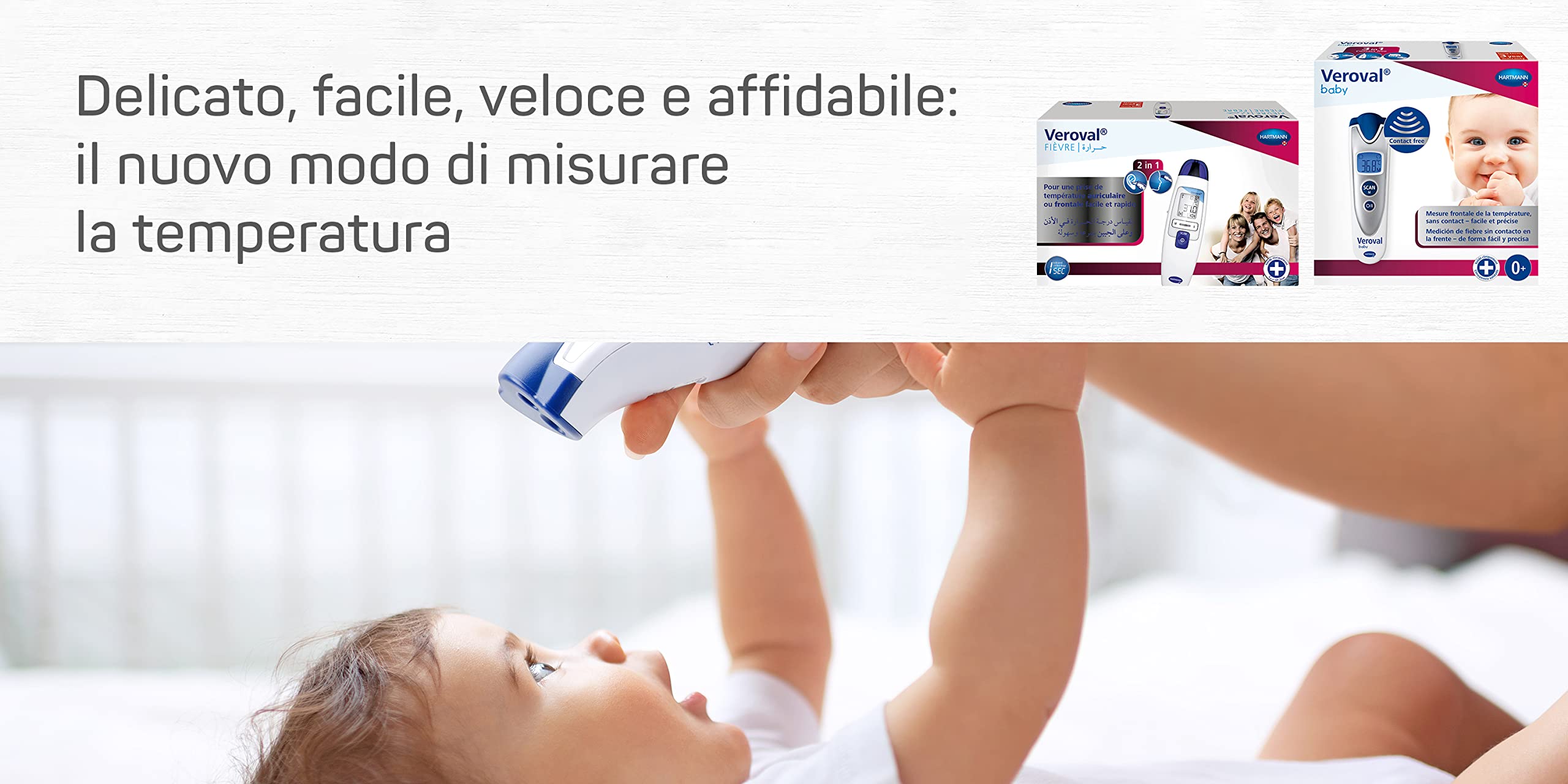 Veroval, Termometro a Infrarossi Veroval 2 in 1 per Misurare la Febbre Nell’Orecchio o Sulla Fronte in Modo Semplice e Rapido; Ottimo per Famiglie Con Bambini; 1 Scatola Contenente 10 Cappucci Monouso