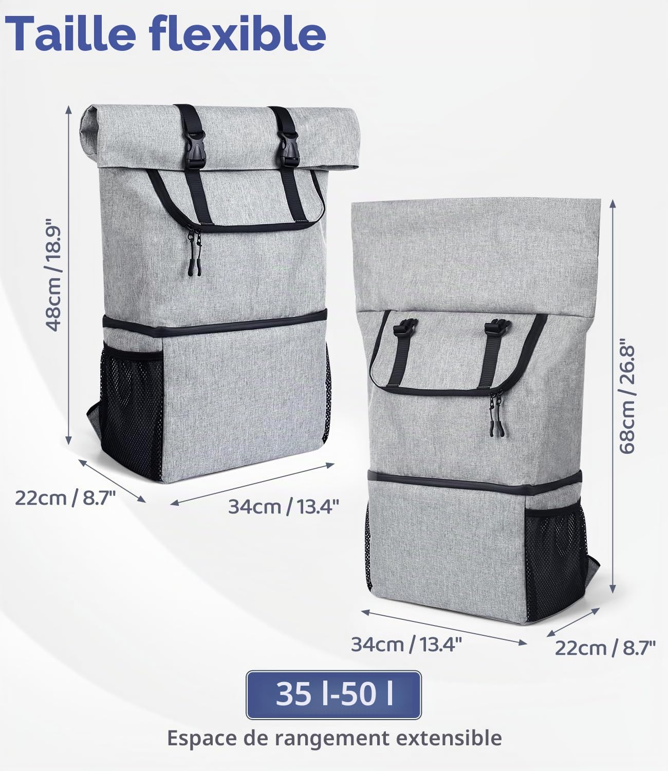 DEWUR Thermo Sac Dos 35L Grand Isotherme 2 en 1 Imperméable Pique-Nique Plein Air Plage, Barbecue, Camping, Voyage, Famille
