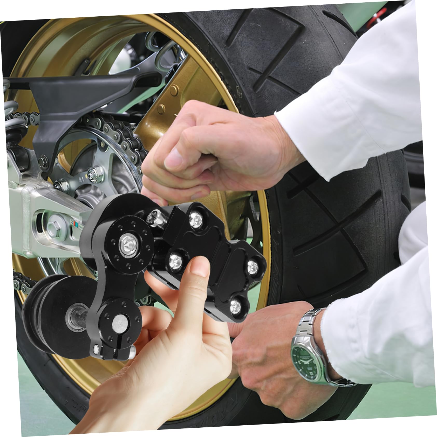 Tenditore Catena Moto Regolatore Cnc in Lega di Alluminio Nero