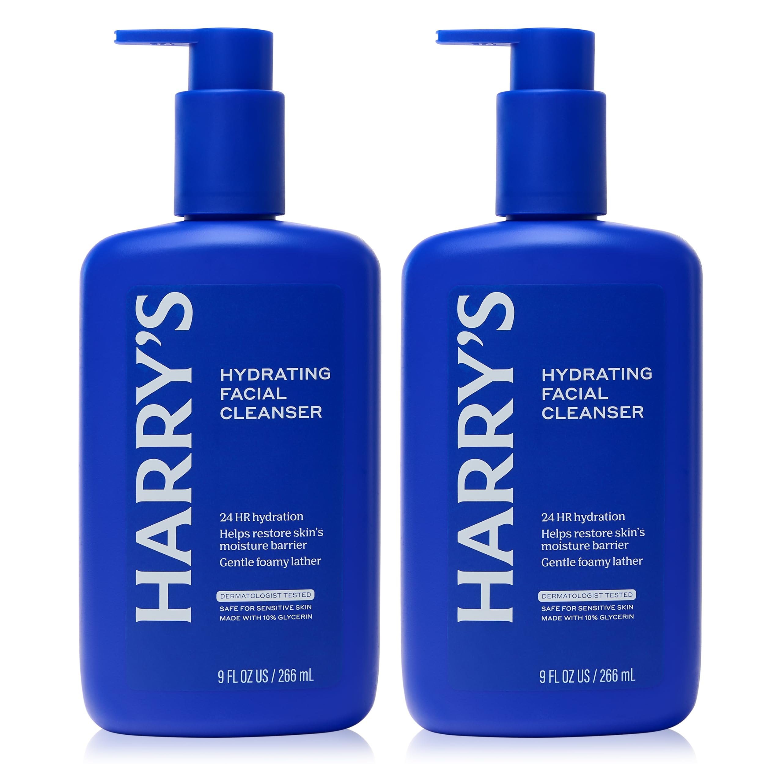 Harry's Hydrating Facial Cleanser, Suitable for Sensitive Skin & Dermalogically Tested - 2 x 266ml pack