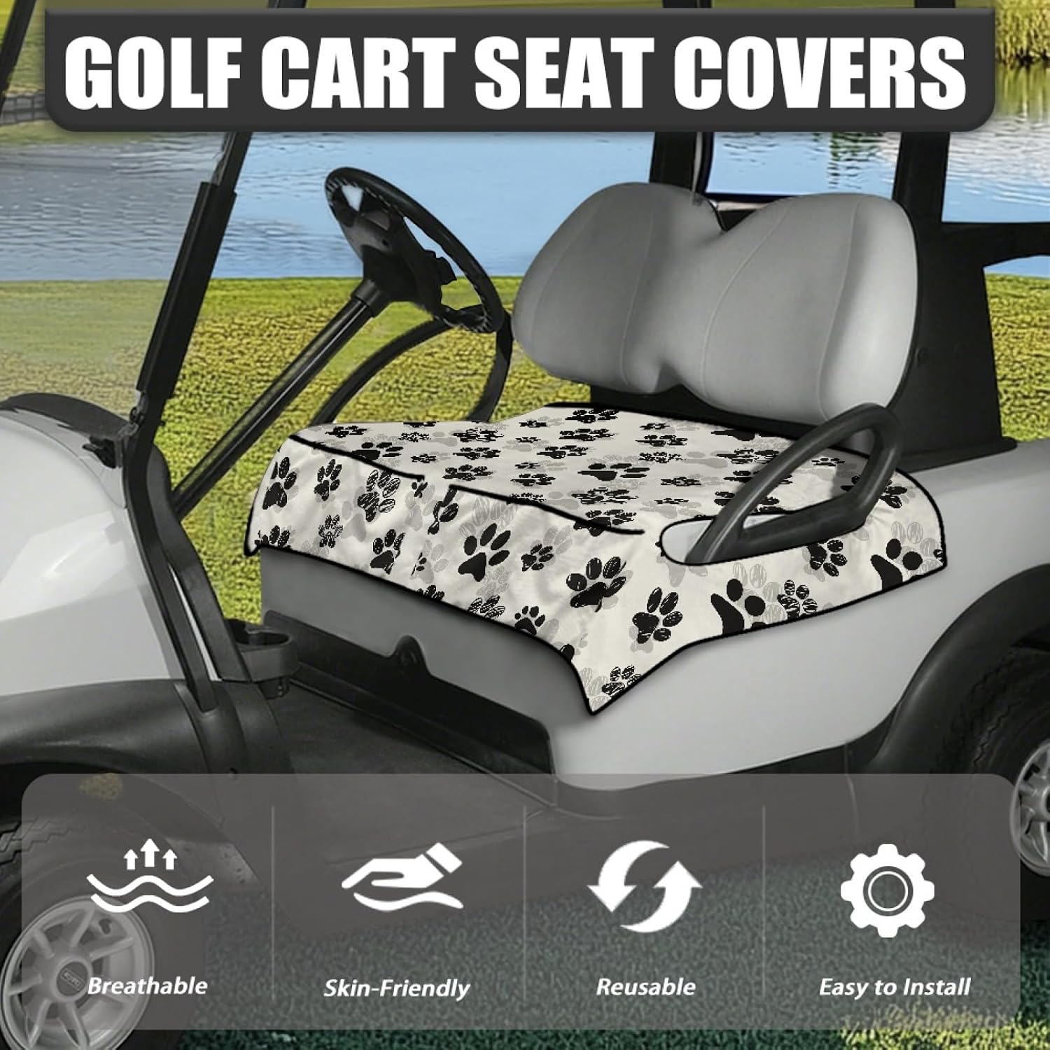 Universal Golf Cart Seat Covers for Women Men Non-Slip Golf Cart Seat Towel Blanket Golf Cart Accessories