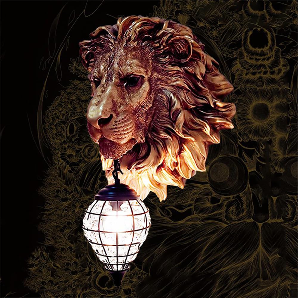 SXECAEPS Lion Wall Lamp - Retro Creative LED Light for Living Room, Bedroom, Hallway, Bar, Cafe, and Restaurant Decoration