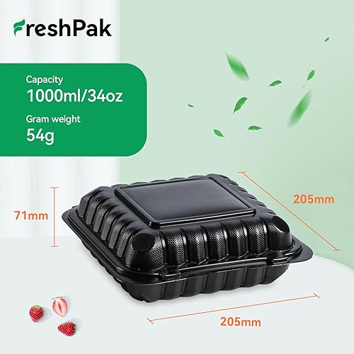 Miniatura 5 de To Go Contenedores de plástico de 34 onzas para almuerzo, paquete de 55 unidades, reutilizables, sin BPA, resistentes, desechables, con tapas,