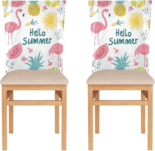 Miniatura 2 de Juego de 6 fundas decorativas de flamencos de verano para sillas de comedor extraíbles para sillas de comedor