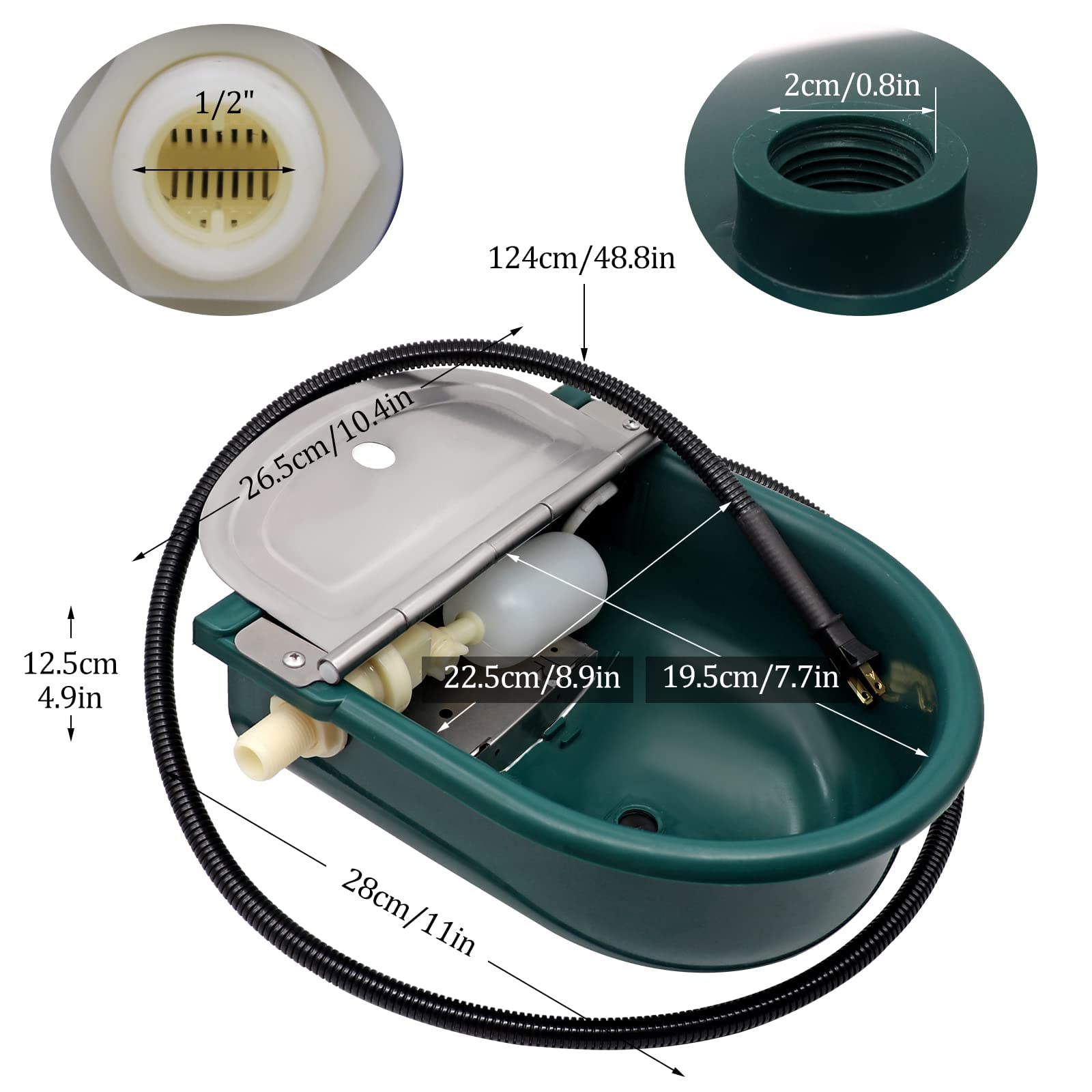 LIUCOGXI Cuenco de agua calentado para perro, bebedero automático para ganado, cuenco de agua con calefacción automática, cuenco de agua calentado automático, cuenco de agua para perros, caballos,