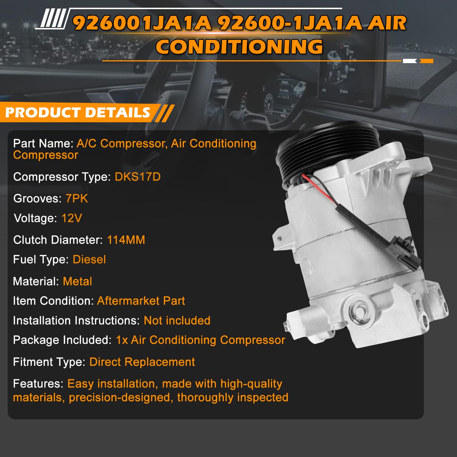 Otobaijeni Air Conditioning Compressor 926001JA1A 92600-1JA1A