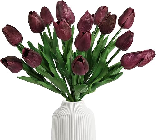 IPOPU 12 tulipanes rosas artificiales para decoración tulipanes falsos de tacto real flores rosas falsas arreglos florales artificiales tulipanes