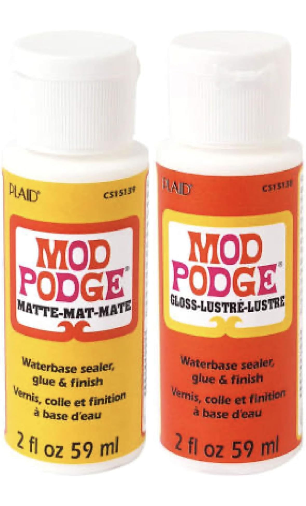 Mod Podge Bundle: 2oz Gloss and 2oz Matte Water-Based Glue, Sealer & Finish