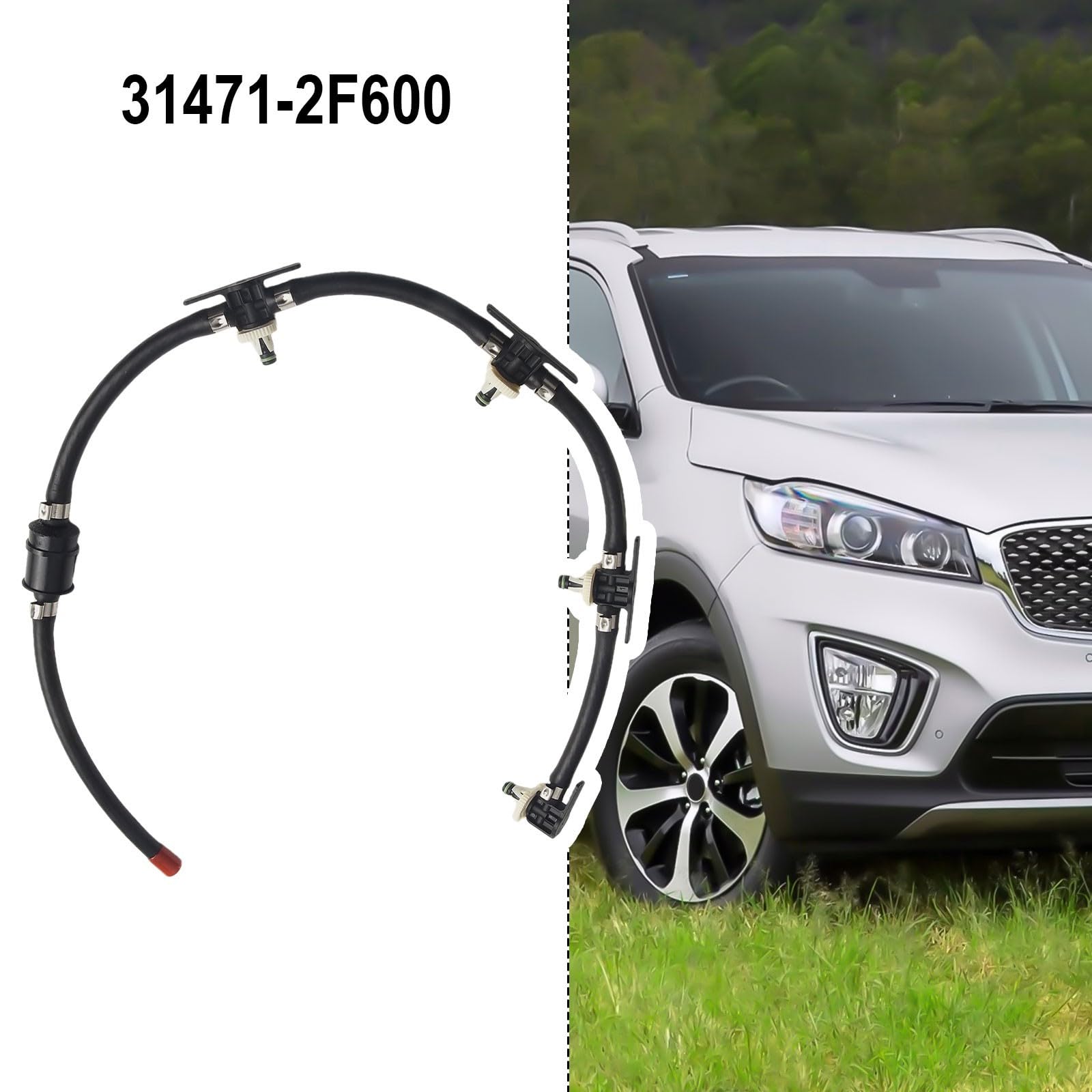Kraftstoffrücklaufschlauch für Kia Sorento 2009–2018 Diesel 2.2 Motor, kompatibel mit OEM 31471-2F001 31471-2F600, direkte Passform, Ersatz-Kraftstoffüberlaufleitung
