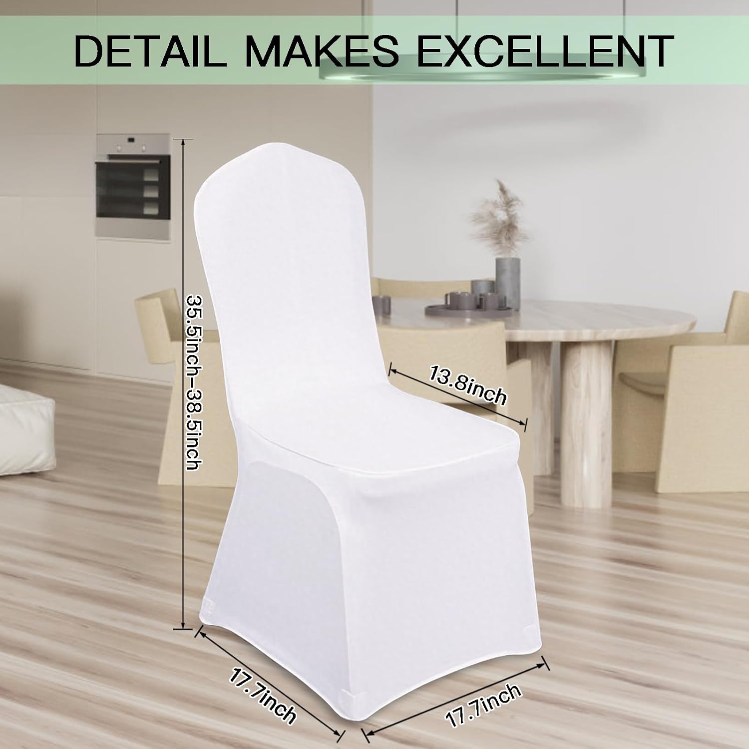 WJWHQ 60 PCS White Spandex Stretch Chair Covers,Universal Fitted Washable Slipcovers for Wedding, Banquet, Party, Celebration, Holidays & Decor (White)