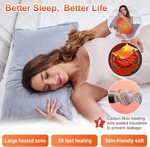 Miniatura 3 de YITIAOYU Funda de almohada térmica a pilas - Funda de almohada térmica tamaño Queen multifunción almohadilla térmica suave (almohadas no incluidas)