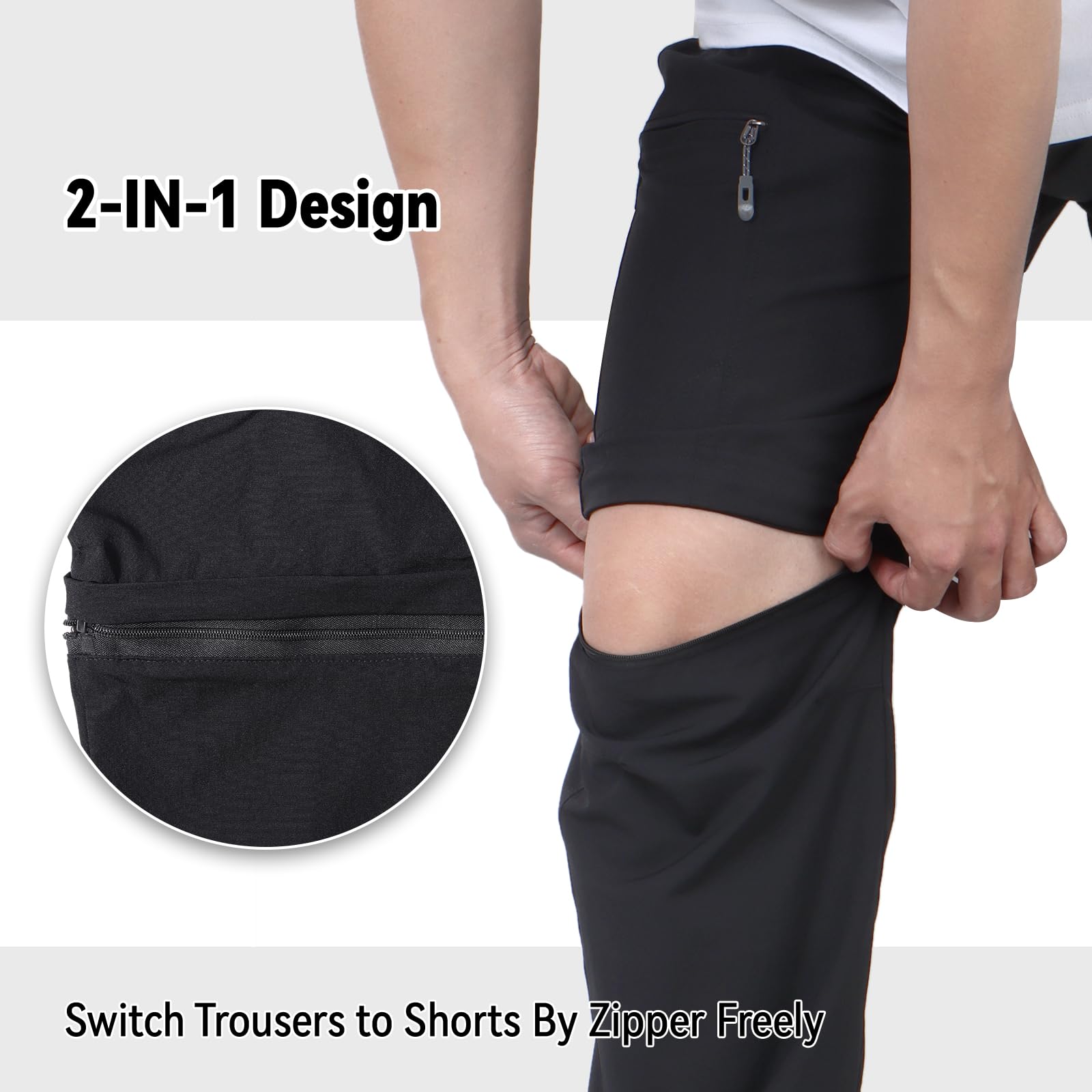 LHHMZ Pantalones de senderismo para hombre, ligeros, con cremallera, casuales, de secado rápido, para viajes, pesca, pantalones cortos