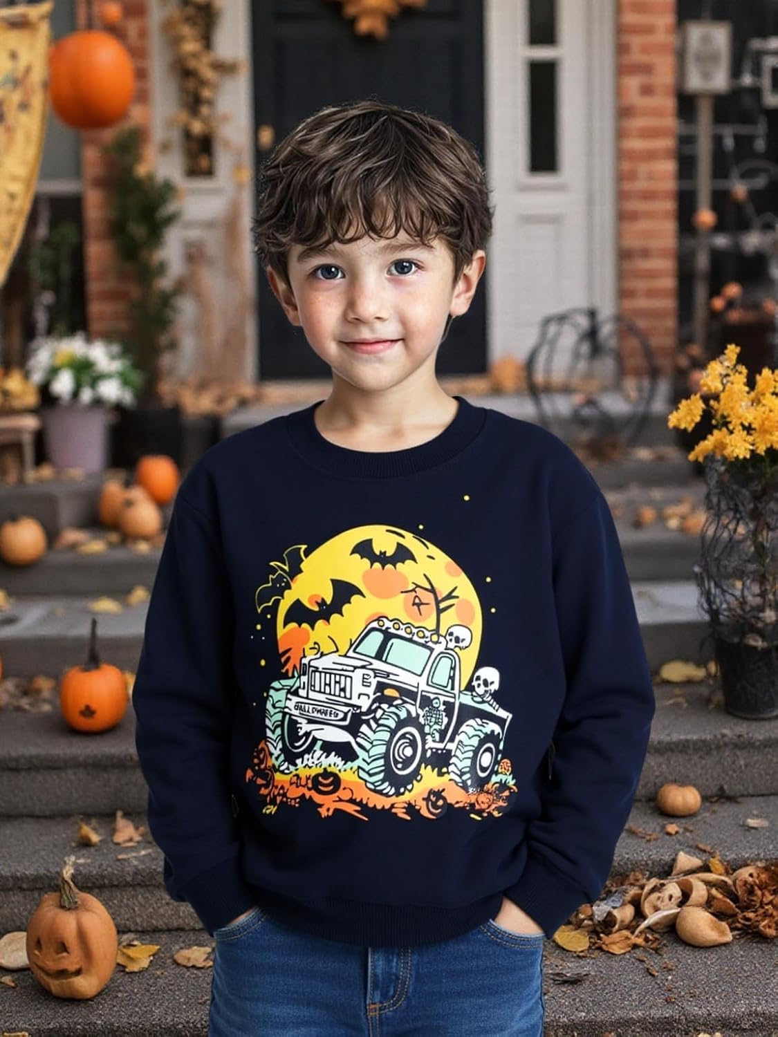Boys Halloween Sweatshirt Toddler Kids Long Sleeve Shirt Skeleton Glow in the Dark Pullover Sweater Holiday Clothes - Image 2
