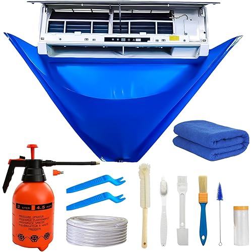 13psc Large Mini Split Cleaning Kit Bag for Home Air Conditioner - Includes Waterproof Cleaning Bag, Vent Brush & Tools for Wall Mounted/Ductless AC Units | Fits Small to Large Split Systems.