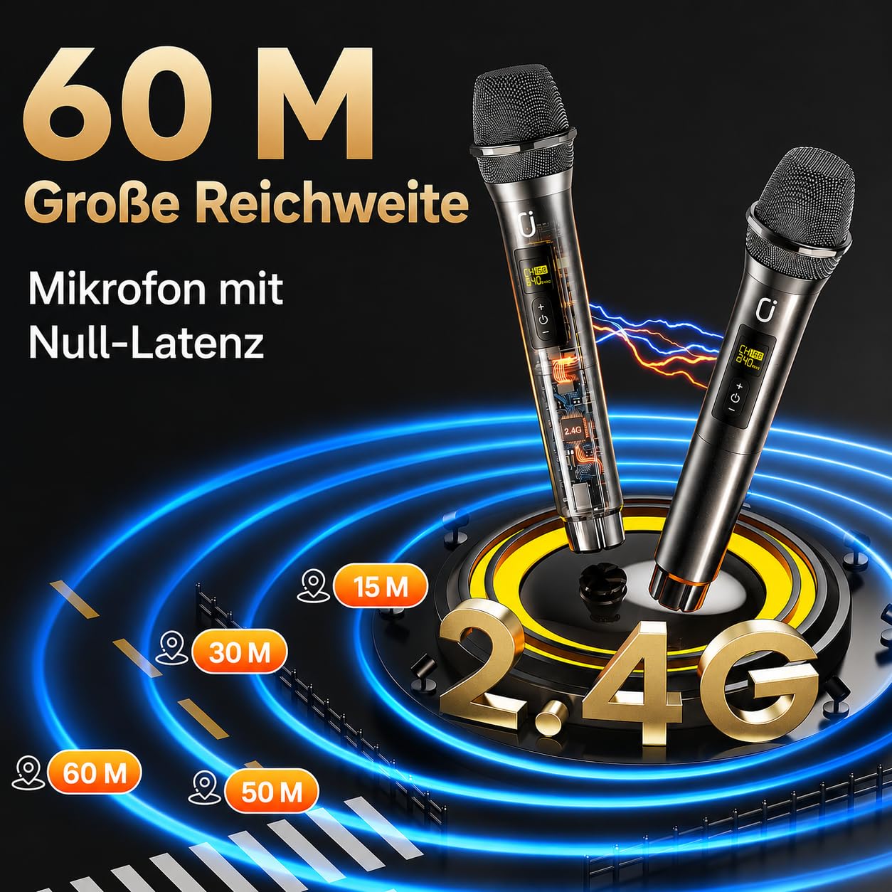 HWWR Karaoke Maschine mit 2 Mikrofonen, All-in-One Karaoke Anlage mit 5,25" Tieftöner, Echo-Anpassung, kräftigem Bass, Karaoke-Modus, TWS, TV & Gitarrenanschluss für Familie,Gartenparty,Geburtstag,BBQ