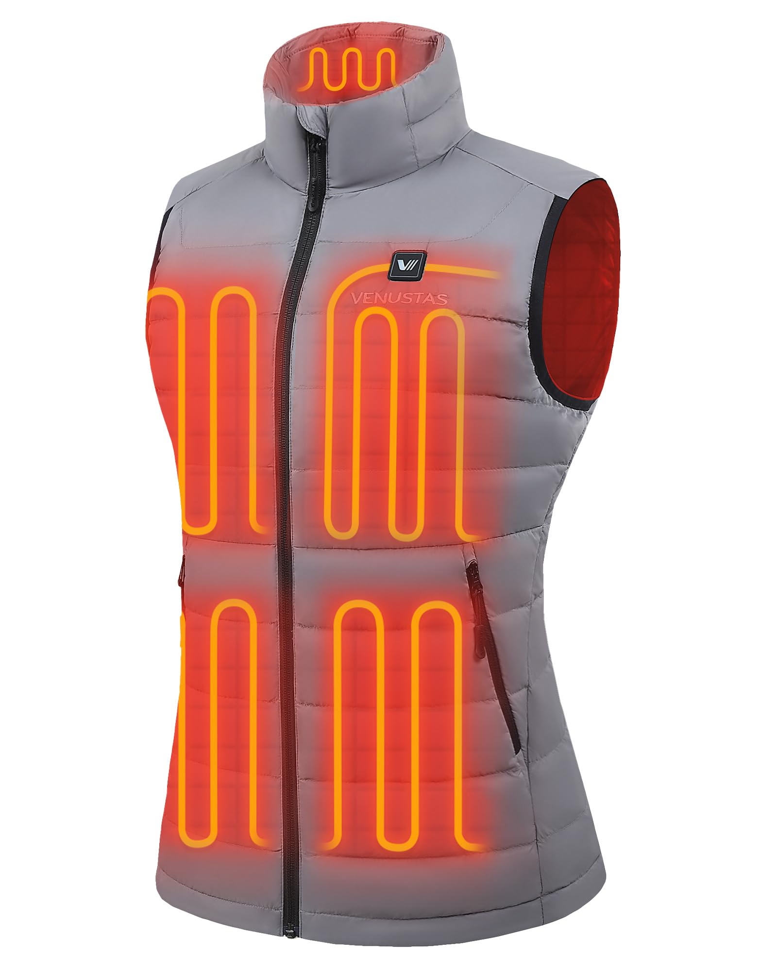 Venustas Lightweight Women's Heated Down Vest with Battery, Recycled Electric Heating Puffer Vest with 90% Down