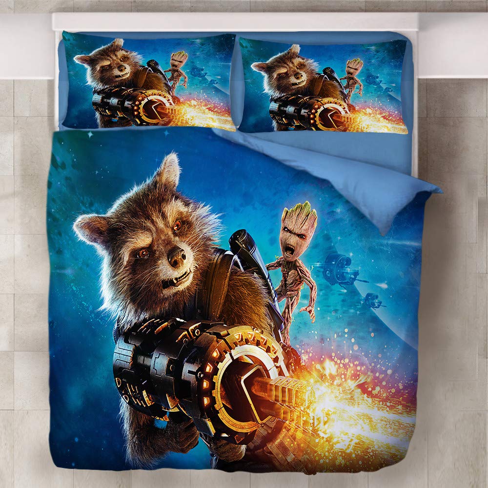 Nichiyo 8 Groot Bed Linen Set - Duvet Cover And Pillow Case, Microfibre, 3D Digital Print, Three-Piece Bedding (Duvet Cover + Pillowcases) (, King 240 X 220 Cm)