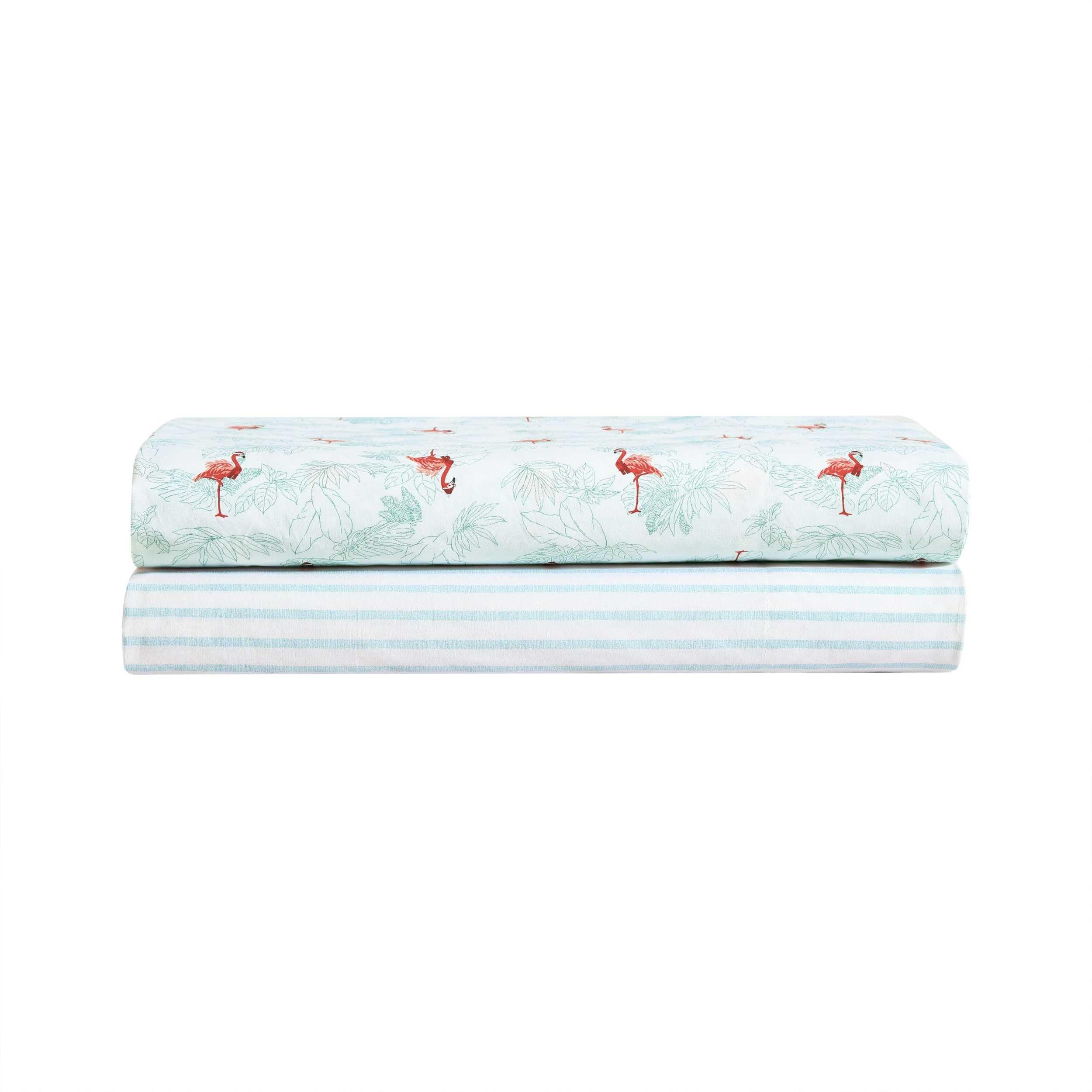 Tommy Bahama - Juego de sábanas tamaño Queen, Juego de Ropa de Cama de percal de algodón, súper Suave y Acogedor, decoración del hogar, Certificado Oeko-Tex (Cool Beach Stripe Turquoise, Queen)