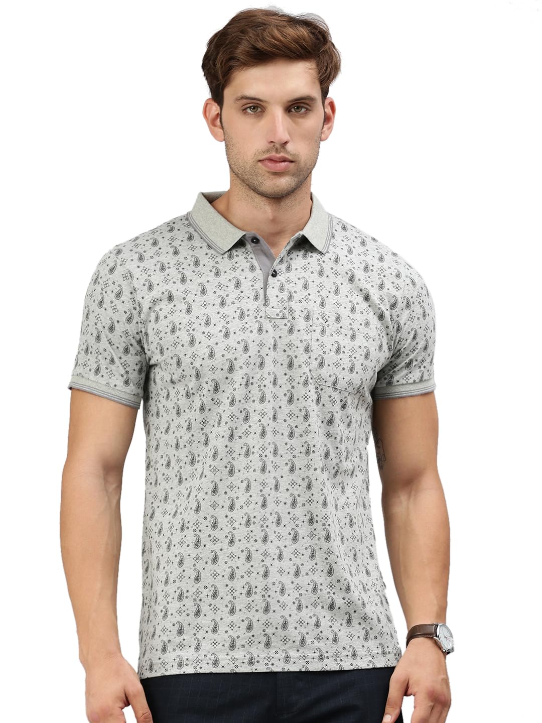 classic polo Men's Half Sleeve Polo Neck Slim Fit All-Over Print Cotton Tshirt-picture-1