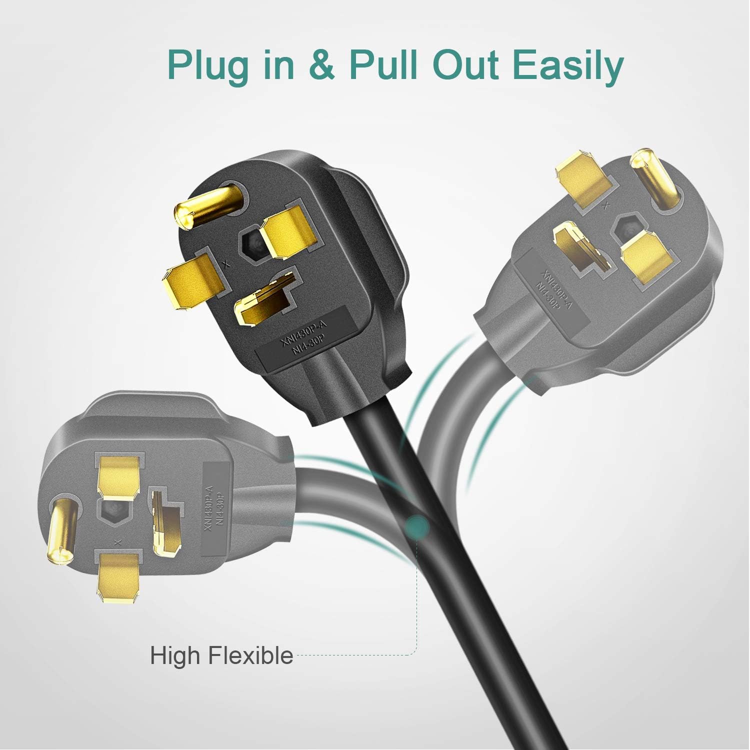 Dryer Extension Cord 4 Prong, 30 Amp NEMA 14-30P to 14-30R Extension Cord for Dryer Power Extension and EV Charging, 125V/250V, 10 Feet