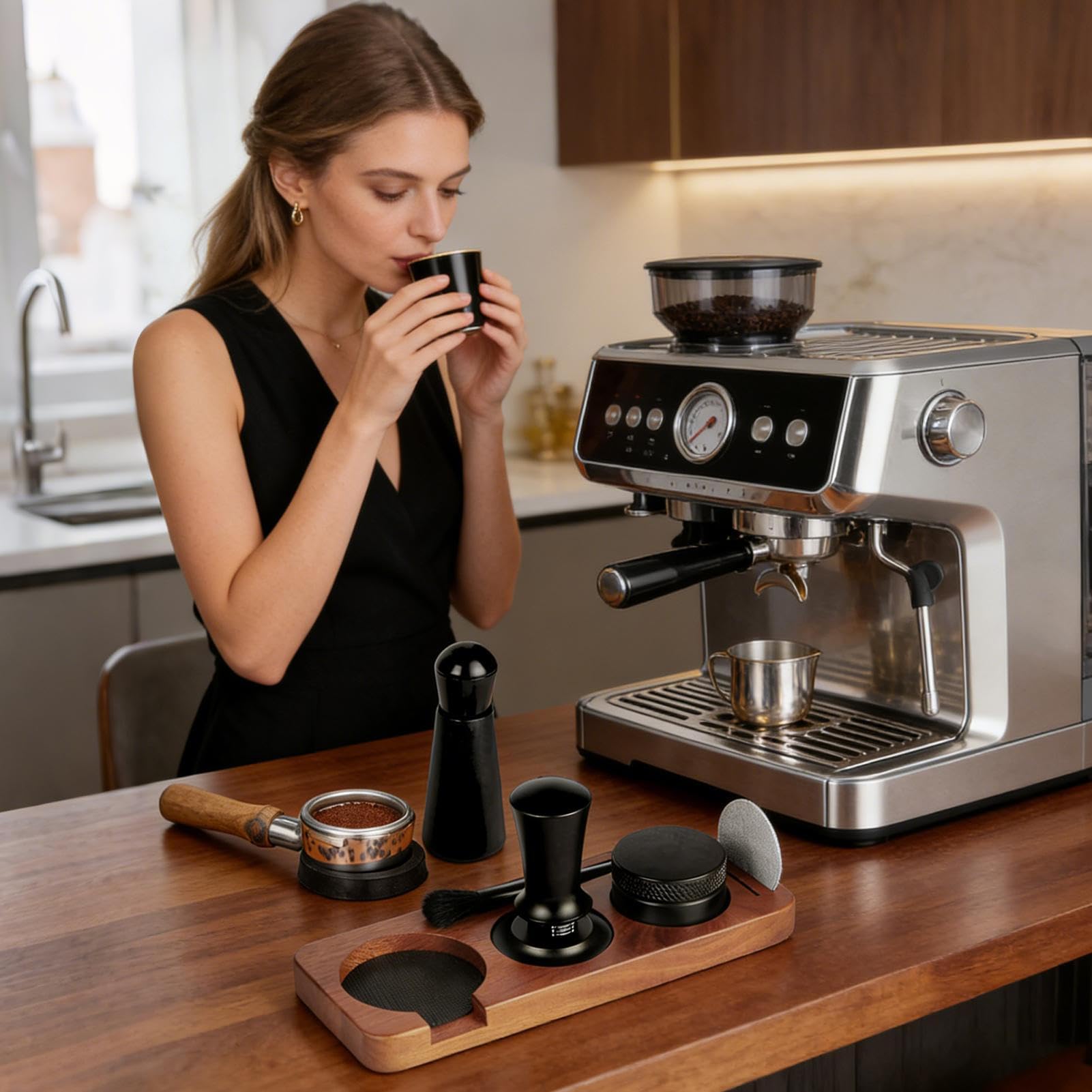 Zestaw do ubijania kawy espresso 58mm Akcesoria do ubijania kawy | Ubijak do mielonej kawy espresso Do kawiarni, biura, na blat kuchenny, użytku domowego, w kuchni, zastosowań komercyjnych i