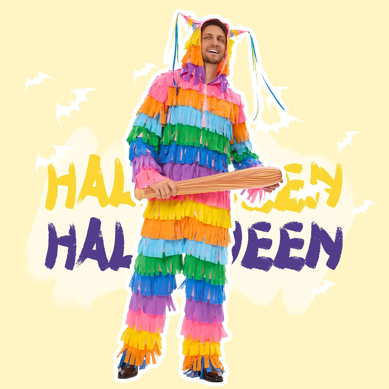 Pinata Costume Women Men - Funny Halloween Costumes for Women Men Adult Onesie Jumpsuit with Bat