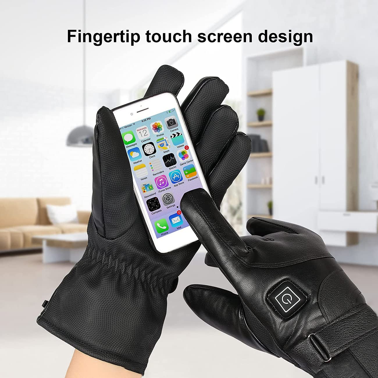 CHEWYNP Guantes calefactables de Piel sintética, para Hombres y Mujeres, Guantes térmicos eléctricos Impermeables, cálidos y cómodos, además de Forro de Terciopelo, Pantalla táctil con Bat