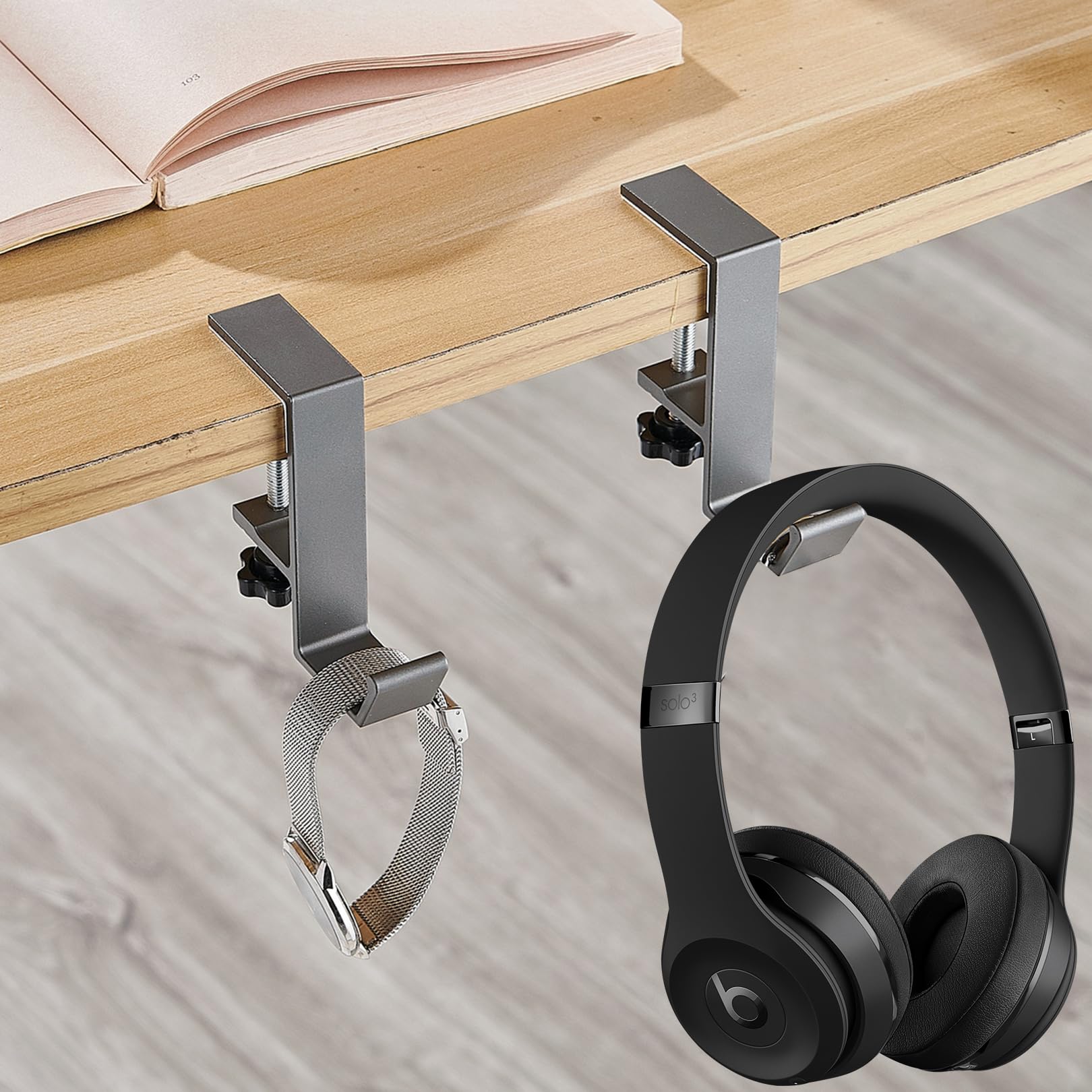 Headset Holder Table, Headphone Holder Adjustable, Headset Stand With Single Layer Hook, Headphone Holder, Black, Headphone Stand, Headset Holder Monitor For Office Tables, Computer Desks - View #2