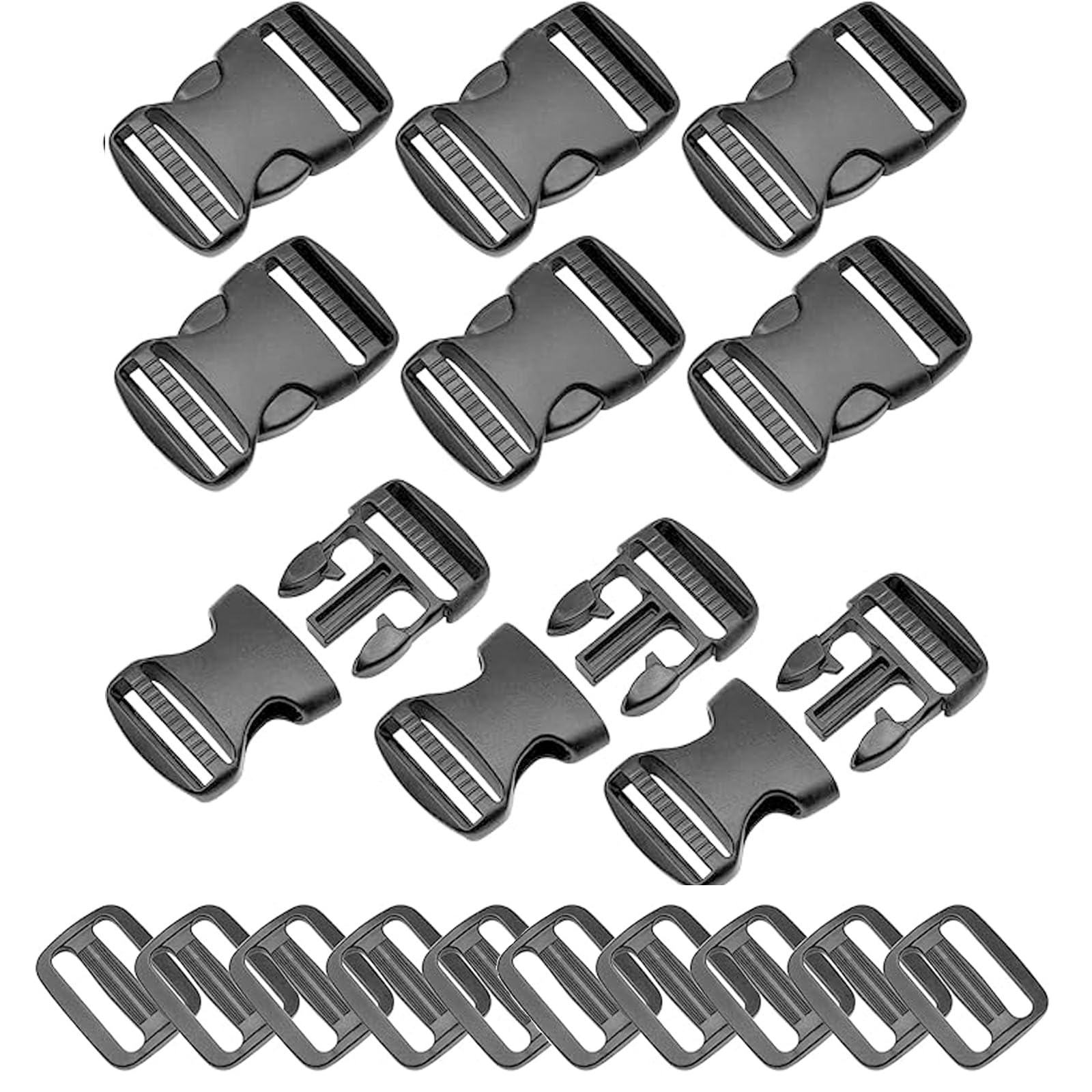 Zbssny 10Sets Plastic Side Release Buckles,Heavy Duty Buckle Clips Snaps Backpack Belt Tri-Glide Slides Replacement Buckles for Luggage Fastening Strap Pet Collar