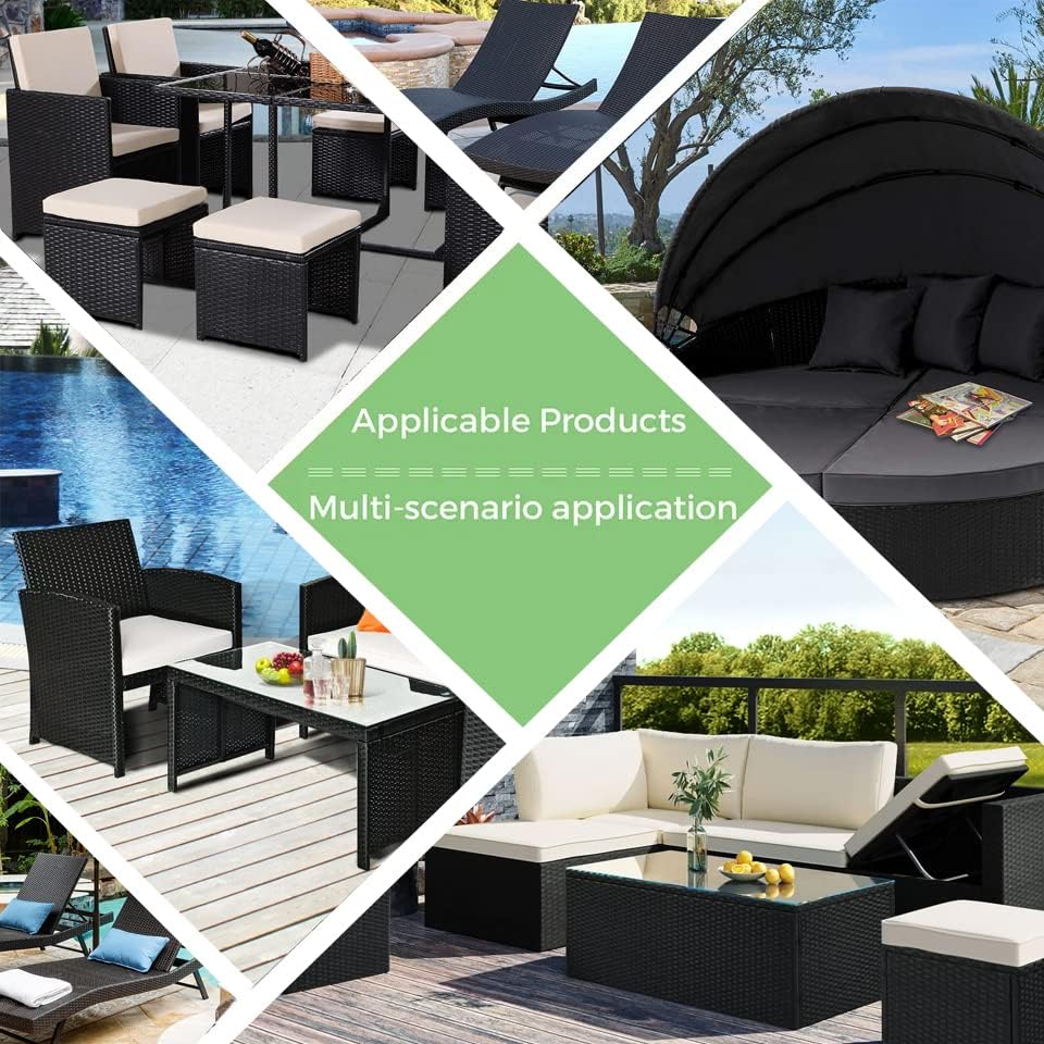 Miniatura 7 de Kit de reparación de mimbre negro de 130 pies con herramienta de tejido de acero inoxidable, material de ratán de plástico para muebles de ratán de