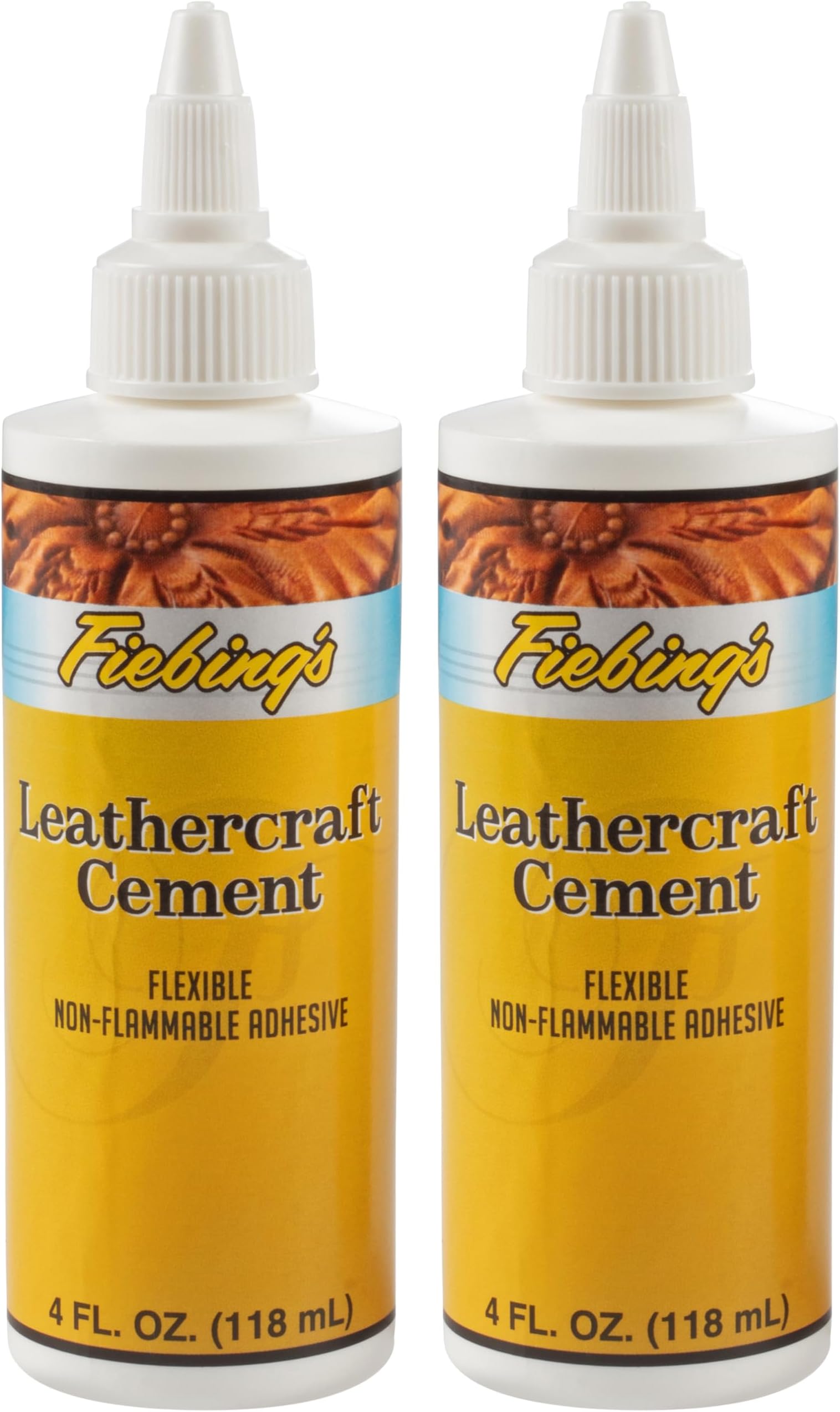 Fiebing Leather Craft Cement 4 oz for High Strength Bond Leather Projects and More - Non-Toxic 2 Pack
