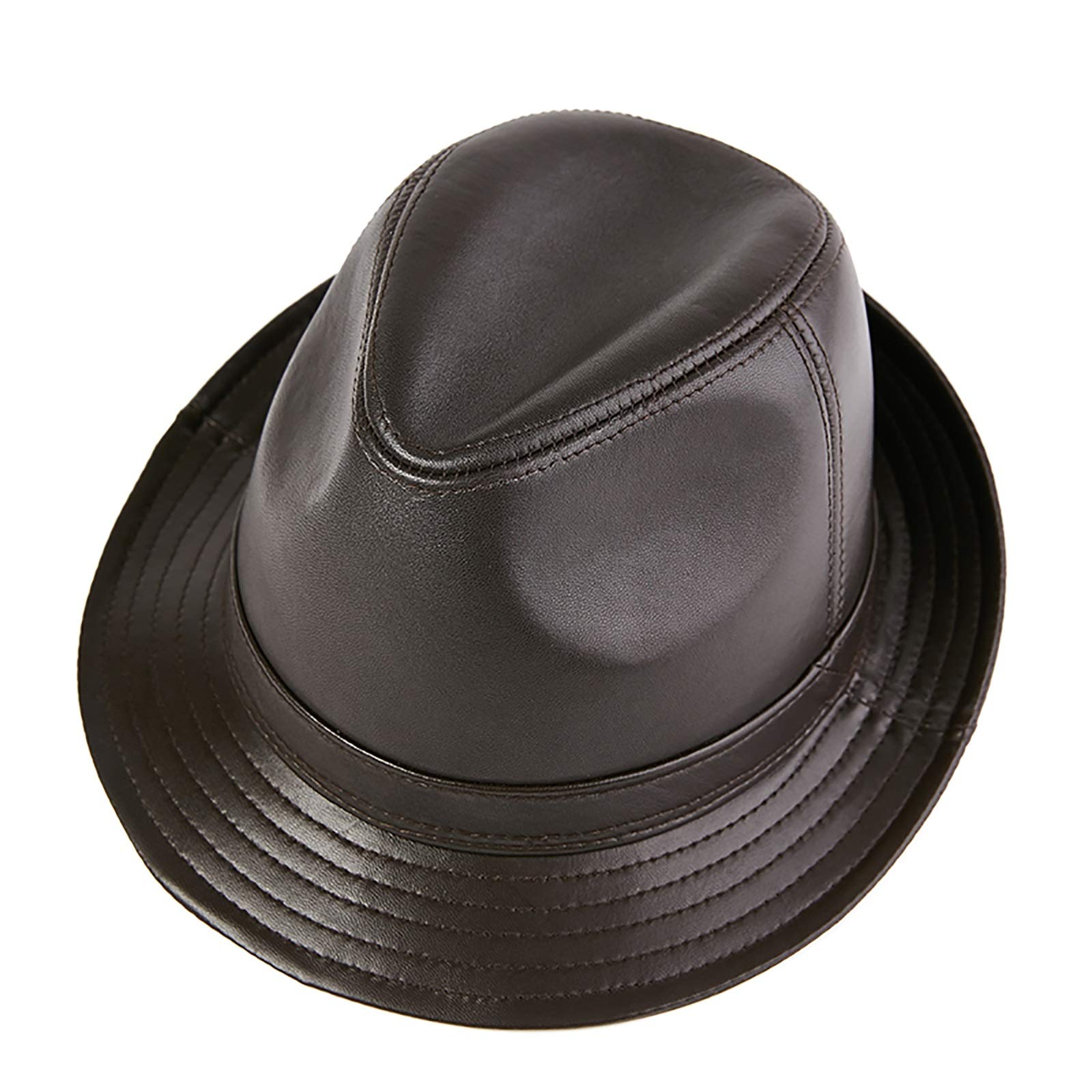 Sombreros de invierno, cuero fedora trilby sombrero para hombre Panamá jazz sombrero corto salón fiesta bombín sombrero vintage top hat