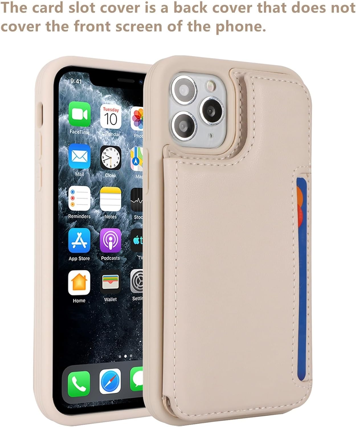 iCoverCase Compatible with iPhone 13 Pro Max Phone Case with Card Holder, Wallet Case for Women Men RFID Blocking PU Leather Protective Case 6.7 Inch (Beige) - Image 3