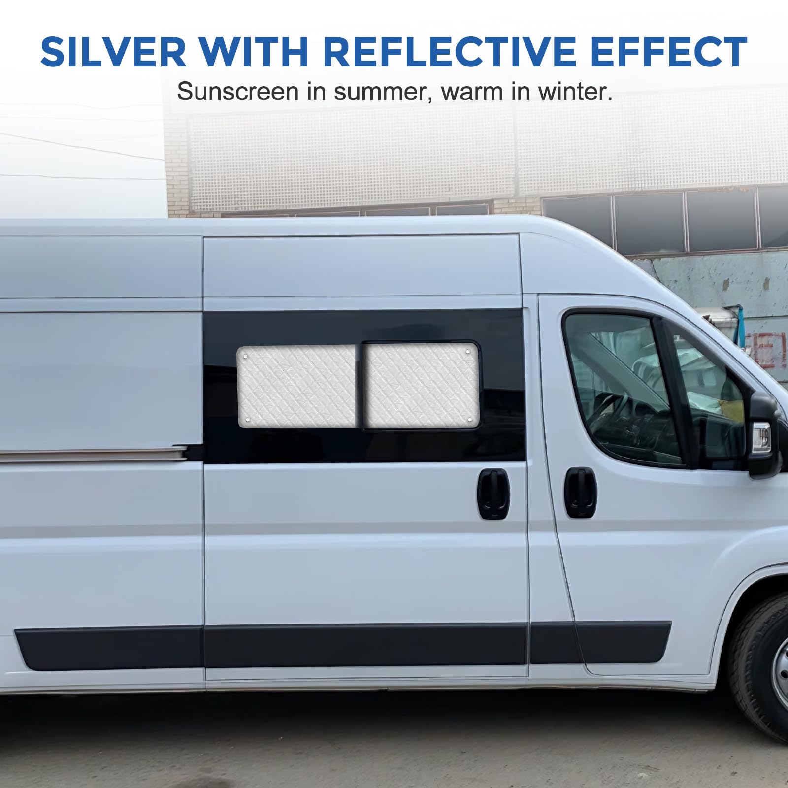Pare-Soleil pour Pare-Brise Compatible avec Fiat Ducato 2006-2025, Pare-Soleil pour Vitres Latérales de Portes Coulissantes