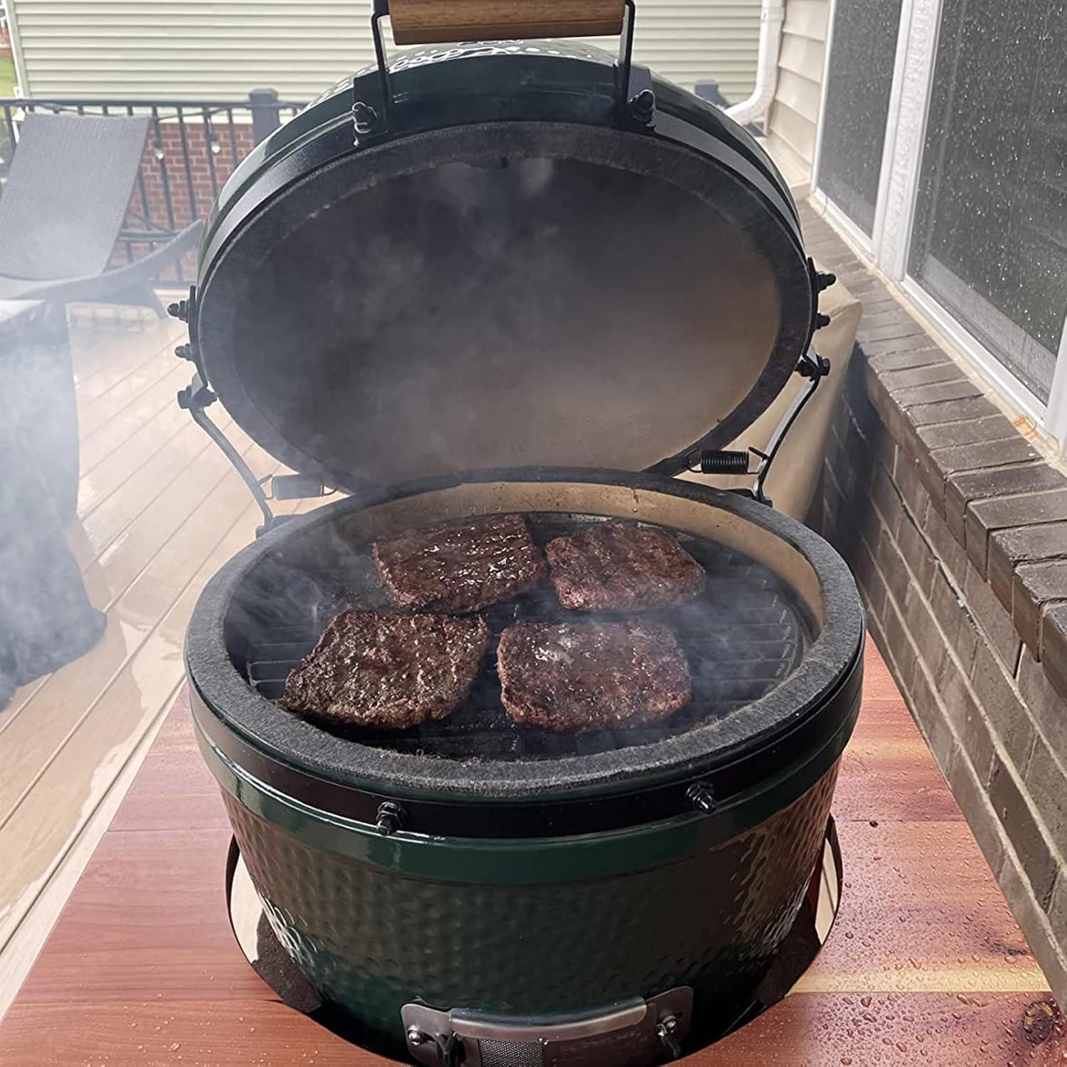 KAMaster Cast Iron Cooking Grids Grates Compatible with Medium Big Green Egg Charcoal Grill Egg Grate Round Grill Grate (15.5"-Fit Medium GRILL)