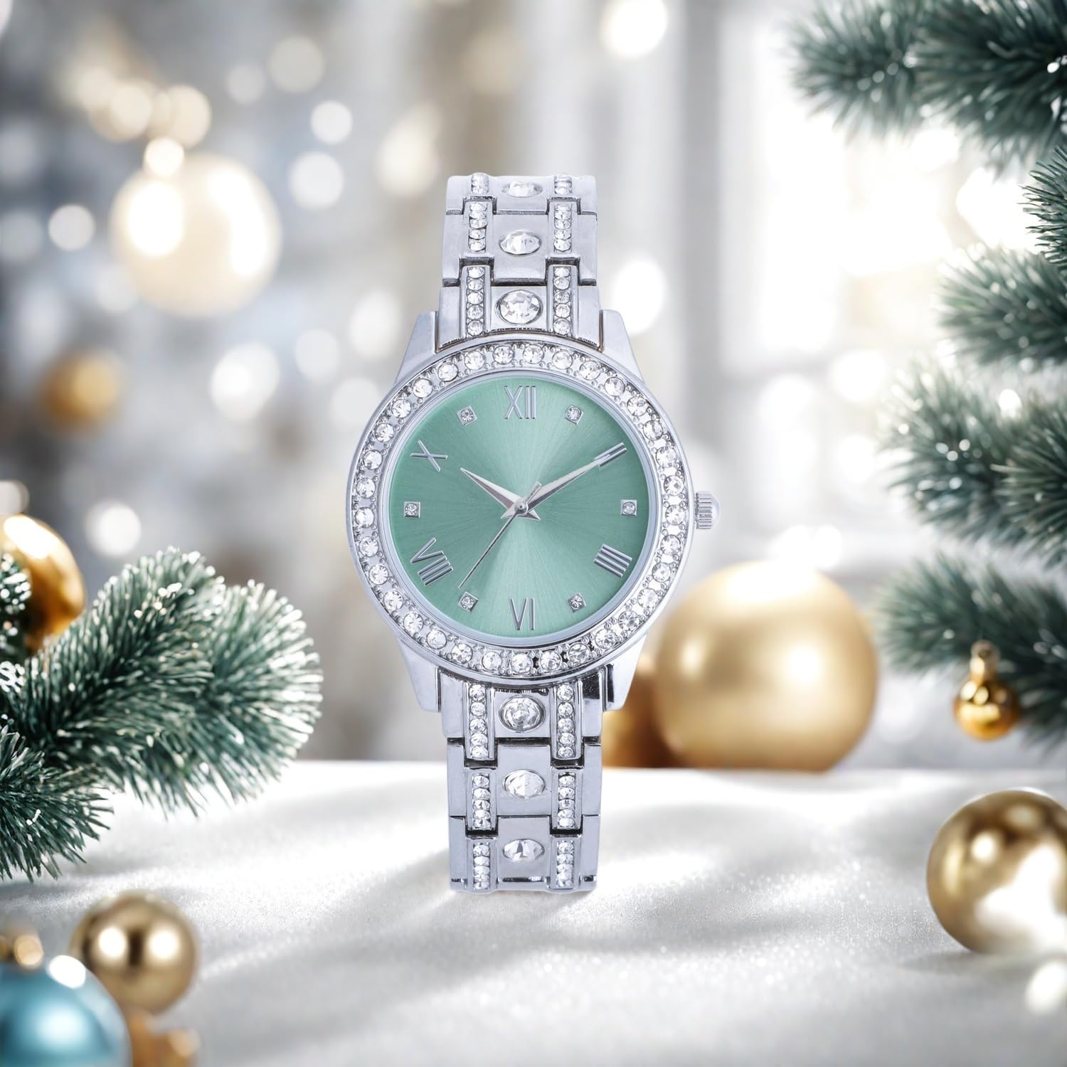 NUOVO Orologio da donna Analogico al Quarzo con Bracciale in Acciaio Inossidabile Argentato, Impermeabile, lunetta in cristallo, Orologio da Ragazza in Argento