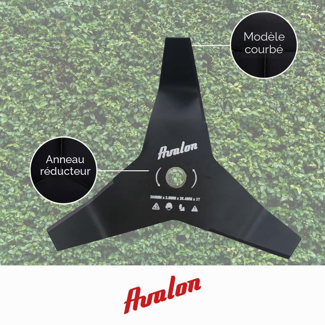 Avalon - Disque Universel à 3 Pointes pour débroussailleuse, Lame pour Couper principalement Les ronces, Acier 3 mm (300 x 3 mm)