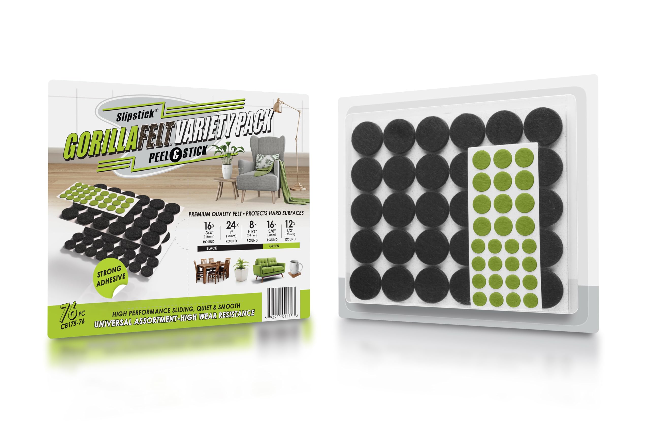 Slipstick Gorilla Felt Furniture Pads (76 Piece Variety Pack) Premium Furniture Pads & Chair Leg Floor Protectors for Hardwood Floors & Hard Surfaces - Image 4